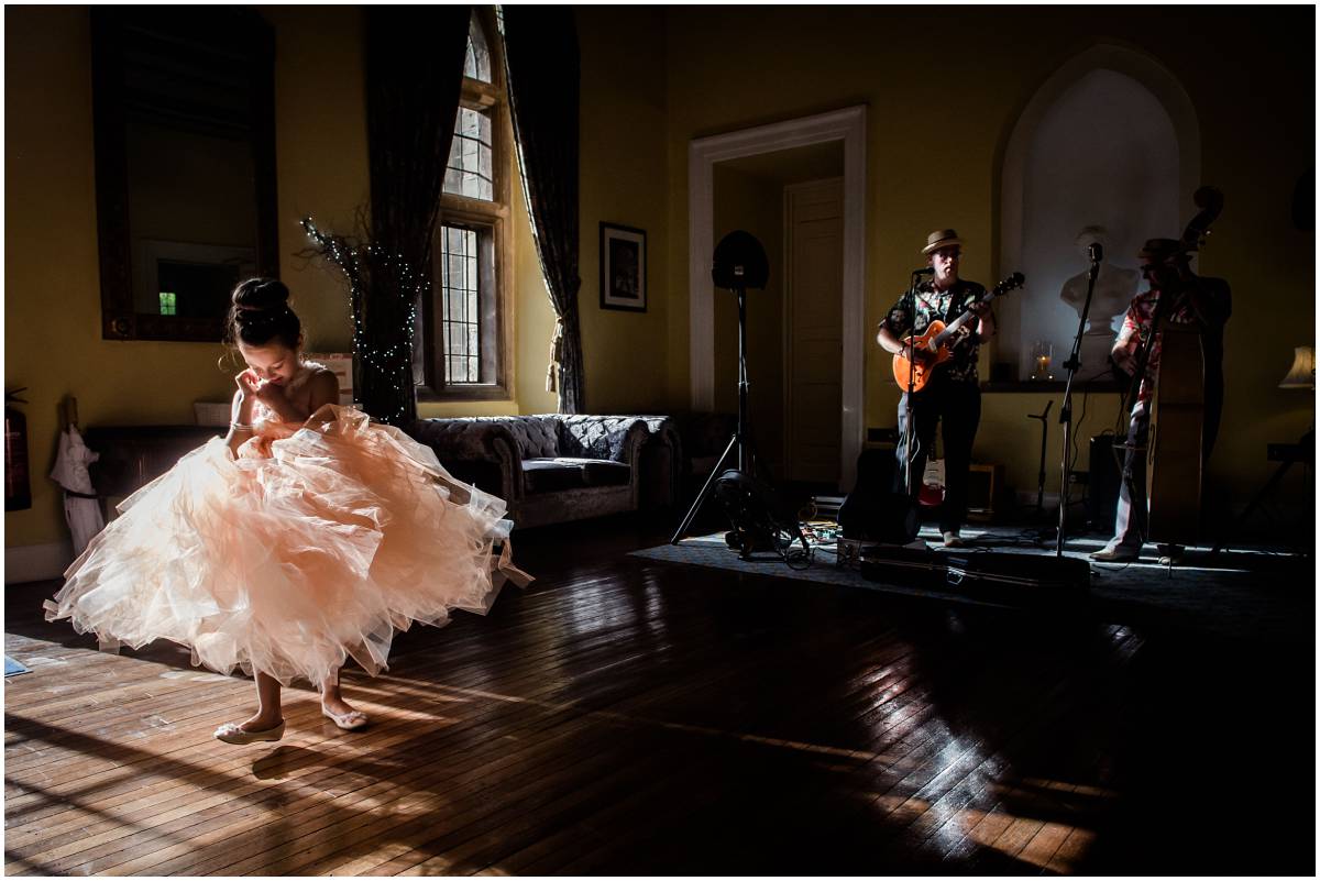 Clearwell Castle wedding - bridesmaid dancing